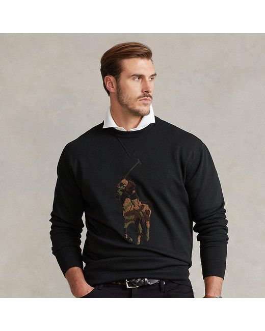 Polo Ralph Lauren Black Camo Big Pony Double-knit Sweatshirt for men