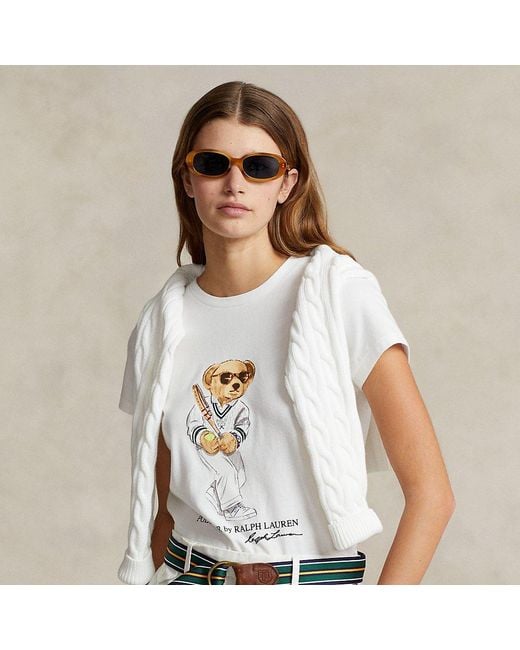 Polo Ralph Lauren White T-Shirt Wimbledon mit Polo Bear