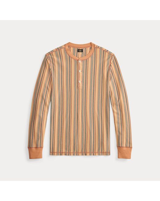 RRL Natural Striped Jacquard Henley Shirt for men