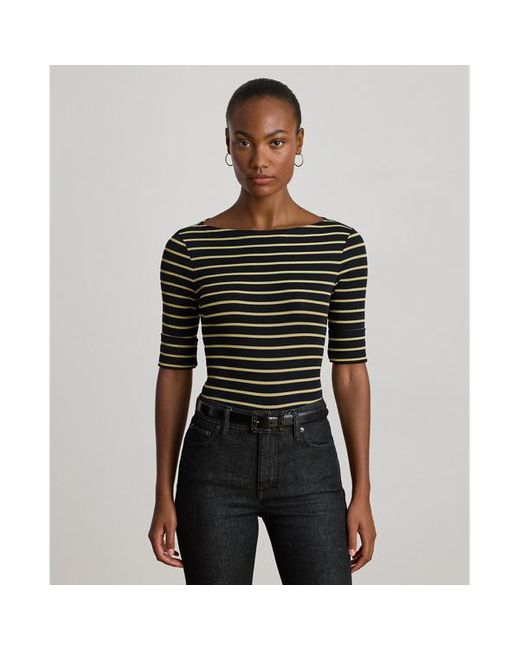 Petite - Maglietta a righe metallizzate di Ralph Lauren in Black