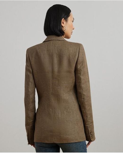 Ralph Lauren Green Zweireihiger Hahnentritt-Blazer