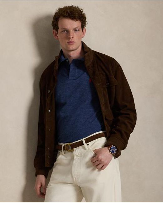 Polo Ralph Lauren Blue Custom Slim Fit Mesh Polo Shirt for men