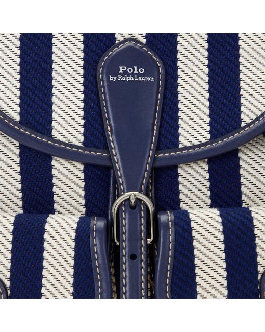 Polo Ralph Lauren Blue Mittelgroßer gestreifter Twill-Rucksack