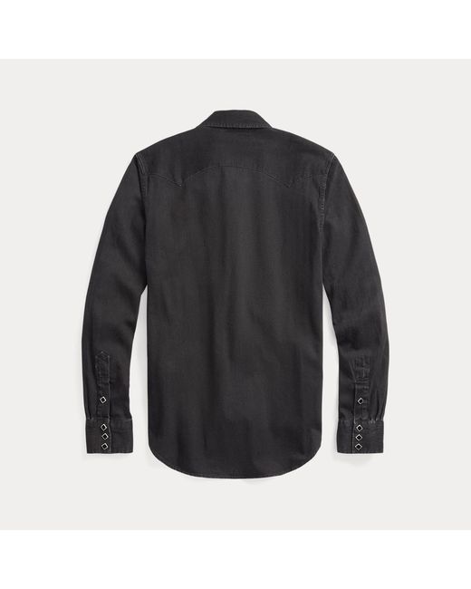 Ralph Lauren Black Slim Fit Denim Western Shirt for men