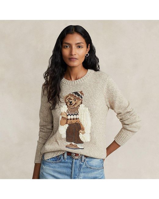 Polo Ralph Lauren Polo Bear Cotton-blend Sweater in Brown | Lyst