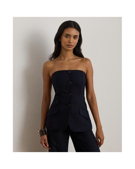 Bustino in twill di misto lana gessato di Ralph Lauren in Blue
