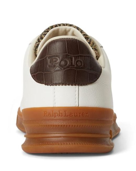Polo Ralph Lauren White Heritage Court Ii Leather-Tweed Trainer for men