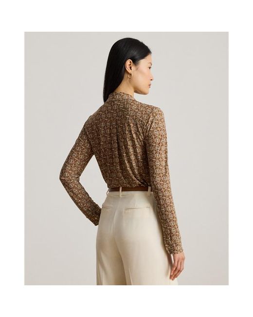 Ralph Lauren Brown Ralph Lauren Slim Fit Geo-Print Jersey Shirt