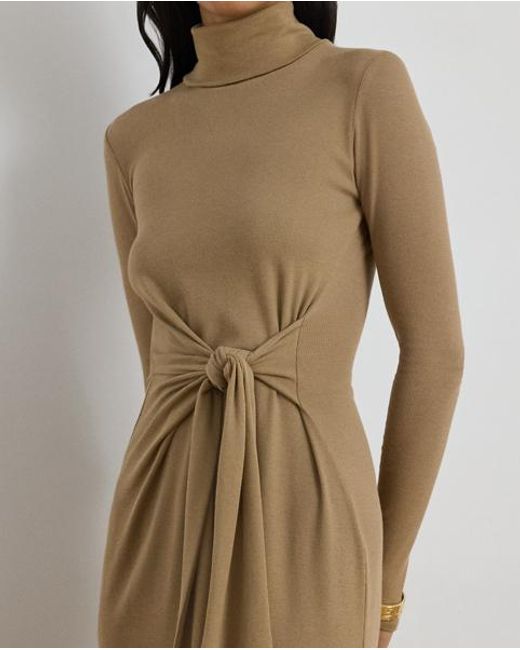 Ralph Lauren Jurk Met Turtleneck En Strik Voor in het Natural