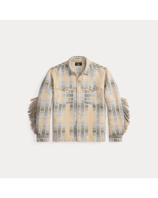 RRL Gray Fringe Jacquard Overshirt for men