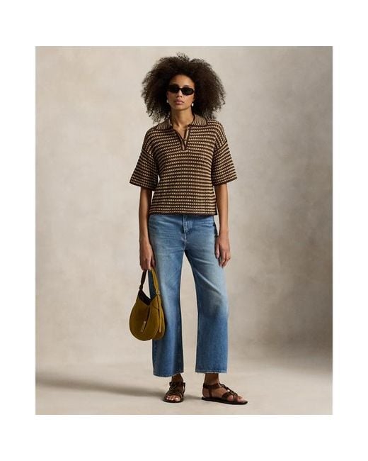 Polo Ralph Lauren Black Striped Knit Cotton Polo Shirt