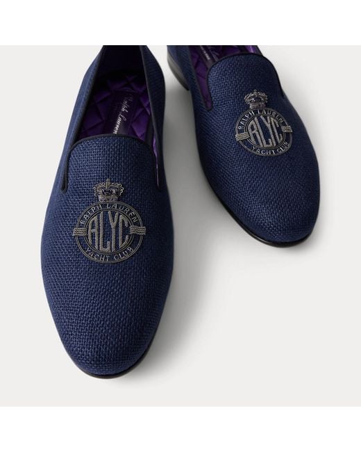 Ralph Lauren Blue Ralph Lauren Alonzo Bullion Crest Linen Slipper for men