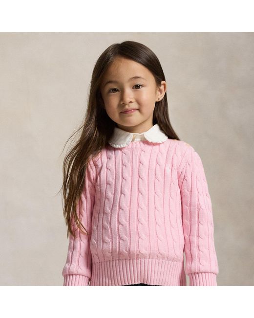 Ralph Lauren Pink Cable-Knit Cotton Jumper for men