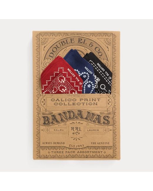 RRL Multicolor Ralph Lauren Calico-Print Bandanna 3-Pack for men