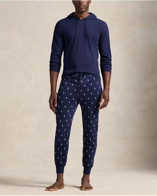 Polo Ralph Lauren Blue Cotton Jersey Sleep Hoodie for men