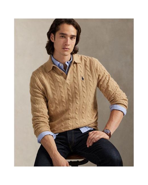 Maglia in lana e cashmere a trecce di Ralph Lauren in Brown da Uomo