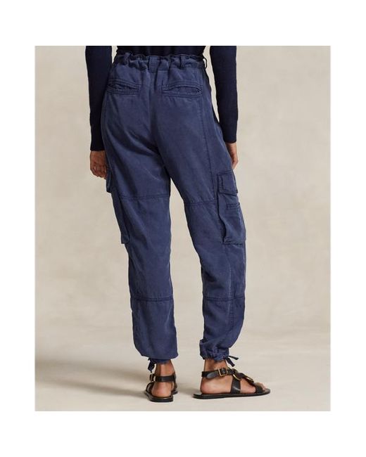 Polo Ralph Lauren Blue Linen-blend Twill Cargo Trouser