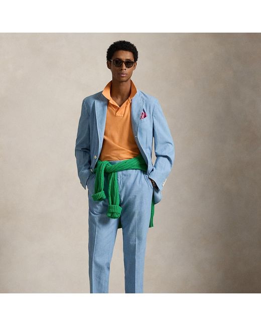 Polo Ralph Lauren Blue Chambray Suit Trouser for men
