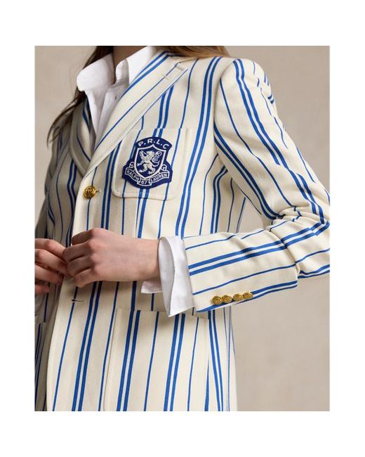 Polo Ralph Lauren Blue Striped Wool-cotton Blazer