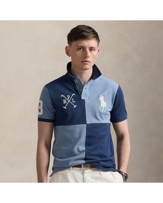 Ralph Lauren Custom Slim Mesh Polo-Shirt Met Big Pony in het Blue voor heren