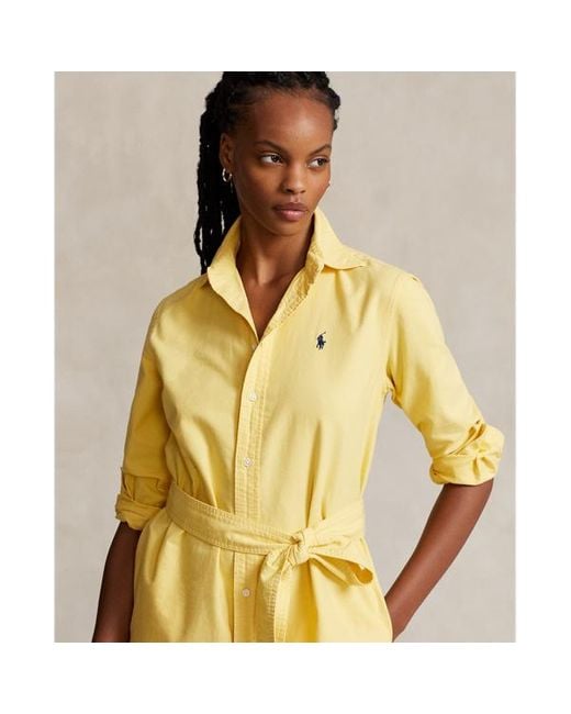 Polo Ralph Lauren Yellow Hemdkleid aus Baumwolloxford mit Gürtel