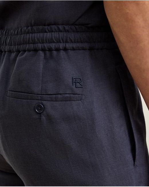 Ralph Lauren Handgemaakte Zijde-Linnen Broek in het Blue voor heren