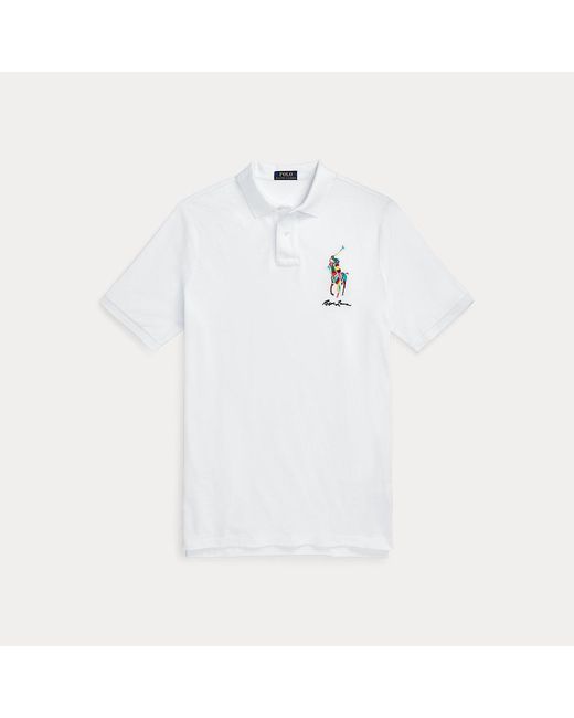 Polo Ralph Lauren White Classic Fit Big Pony Mesh Polo Shirt for men