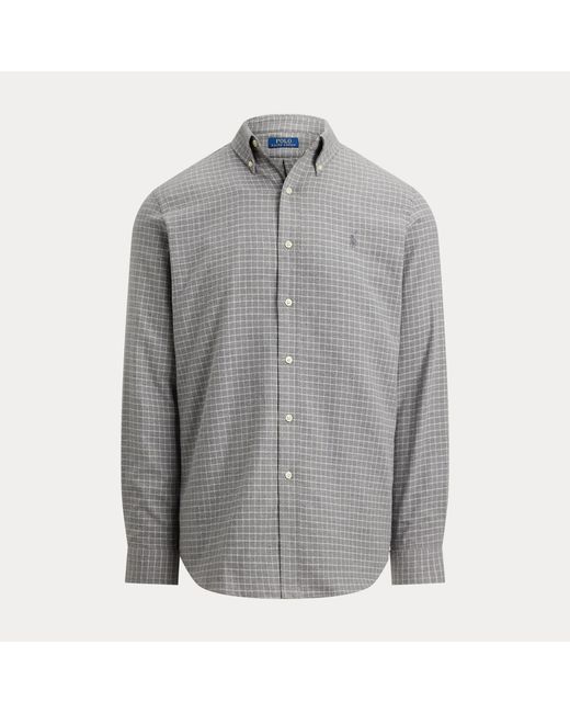 Polo Ralph Lauren Gray Custom Fit Plaid Performance Twill Shirt for men