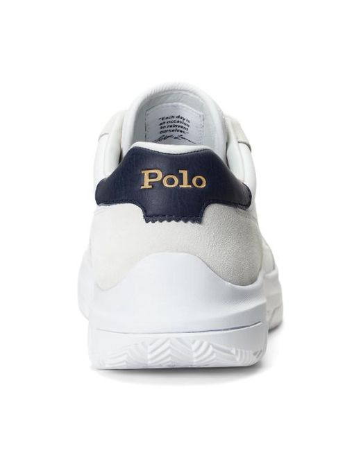 Ralph Lauren White Spa Racer 100 Leather-suede Trainer for men