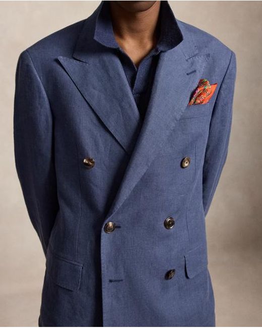 Polo Ralph Lauren Blue Polo Tailored Fit Linen Suit Jacket for men