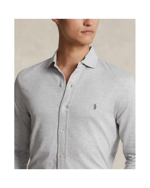 Polo Ralph Lauren Jacquard-gebreid Overhemd Met Visgraat in het Gray voor heren