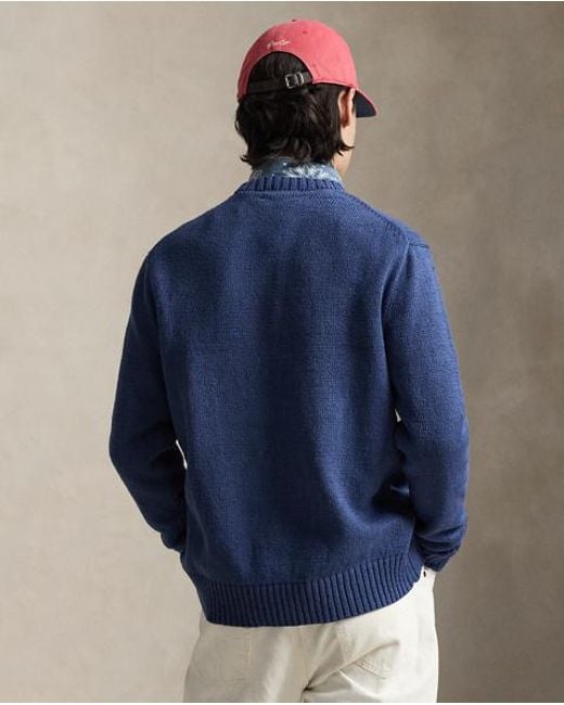 Polo Ralph Lauren Blue Polo Bear Linen-Cotton Sweater for men