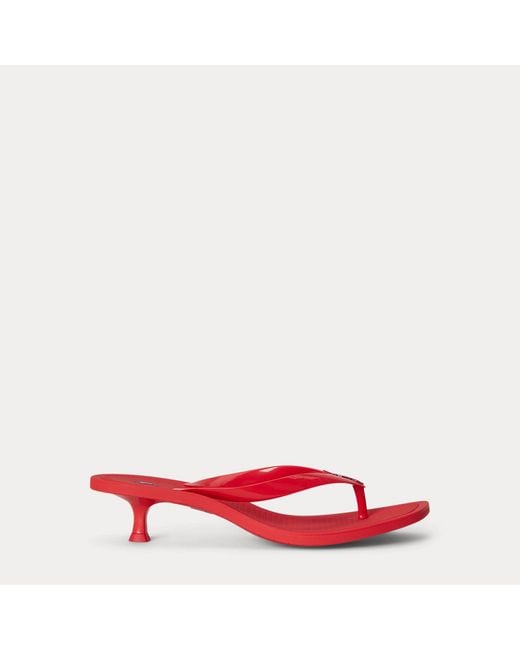 Polo Ralph Lauren Red Polo Play Kitten Heel Thong Sandal