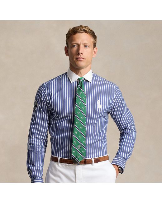 Polo Ralph Lauren Blue Wimbledon Striped Stretch Twill Shirt for men
