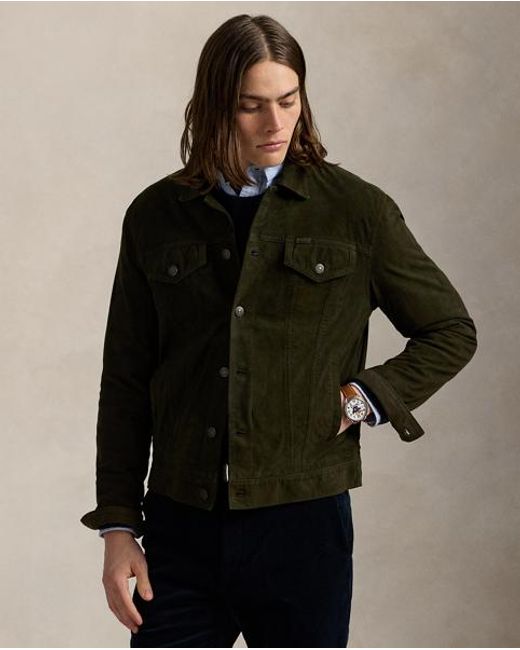 Polo Ralph Lauren Truckerjacke Aus Wildleder in Green für Herren