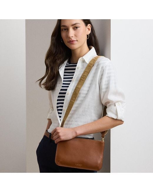 Ralph Lauren Gray Leather Medium Landyn Crossbody Bag