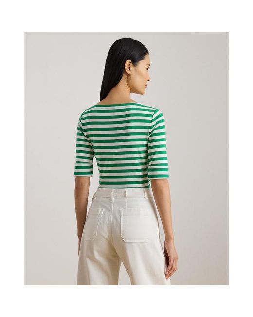 Maglietta a righe con scollo a barchetta di Ralph Lauren in Green
