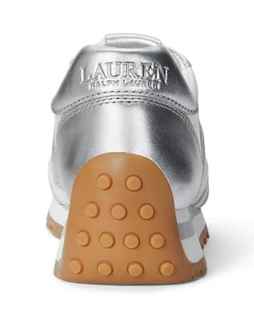 Ralph Lauren White Dani Metallic Leather & Suede Trainer
