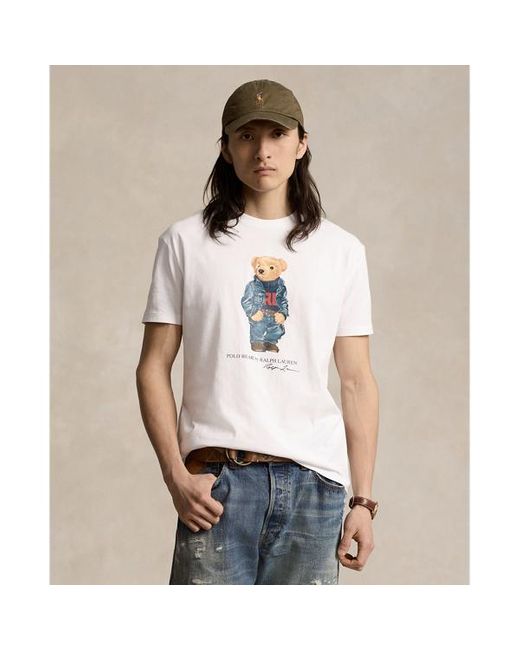 Polo Ralph Lauren Classic-Fit Jersey-T-Shirt mit Polo Bear in White für Herren