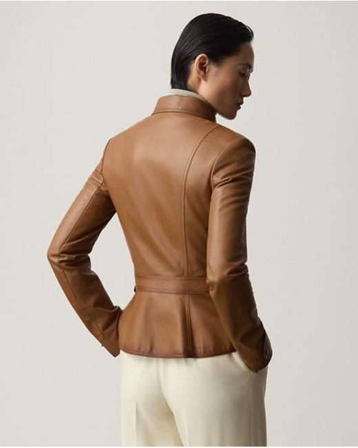 Ralph Lauren Brown Jacke Naylor Aus Poliertem Lammleder