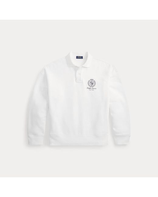 Polo Ralph Lauren White Relaxed Fit Fleece Graphic Sweatshirt for men