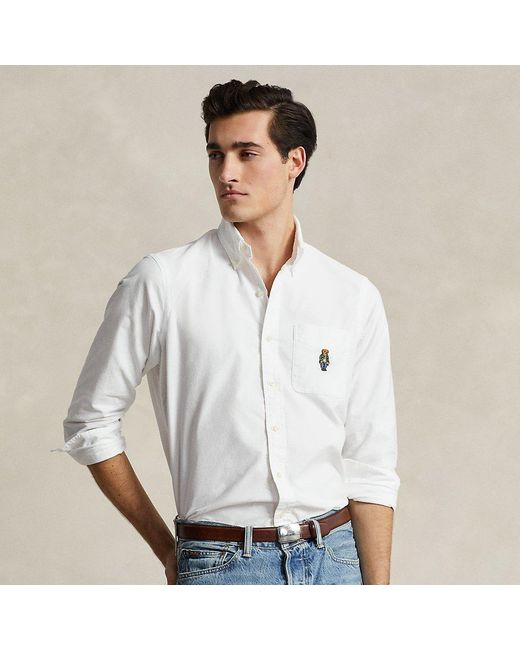 Camicia Oxford Polo Bear Custom-Fit di Polo Ralph Lauren in White da Uomo