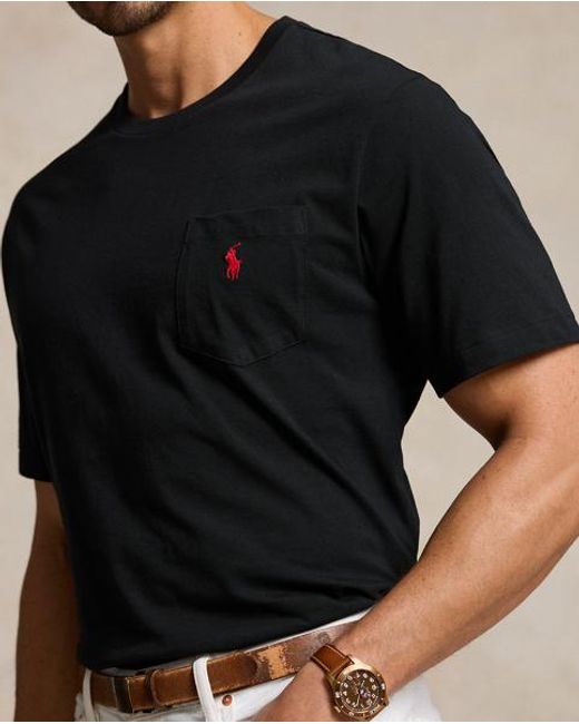 Polo Ralph Lauren Black Jersey Pocket T-Shirt for men