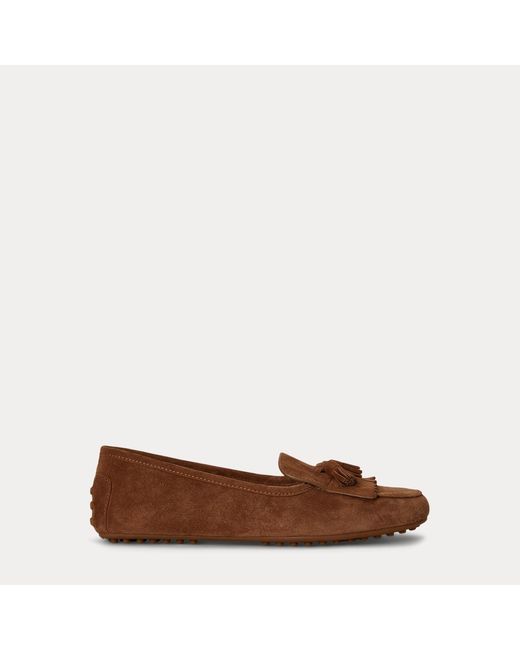 Ralph Lauren Brown Tayte Suede Kiltie Driver