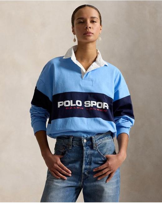 Polo Ralph Lauren Blue Big Fit Polo Sport Rugby Shirt for men