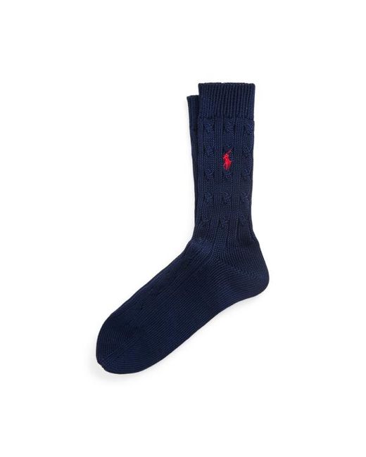 Polo Ralph Lauren Blue Cable-knit Cotton-blend Crew Socks for men