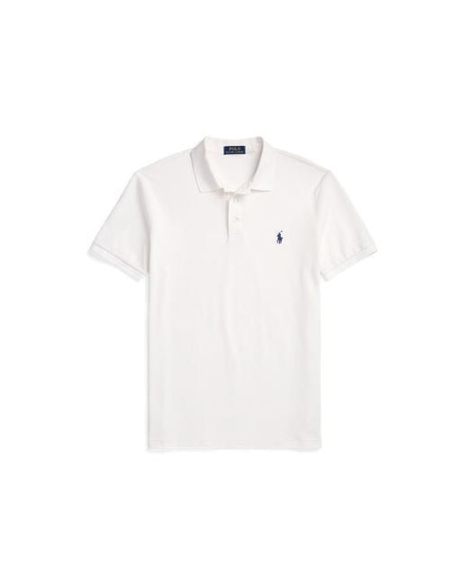 Ralph Lauren White Custom Slim Fit Stretch Mesh Polo Shirt for men