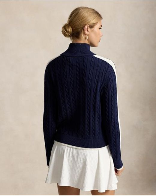 Ralph Lauren Blue Cable-Knit Quarter-Zip Jumper
