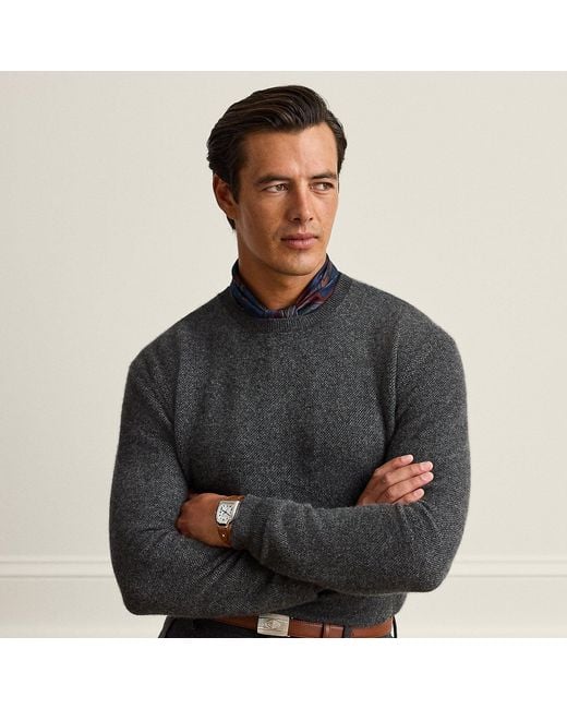 Ralph Lauren Black Birdseye-Knit Cashmere Sweater for men