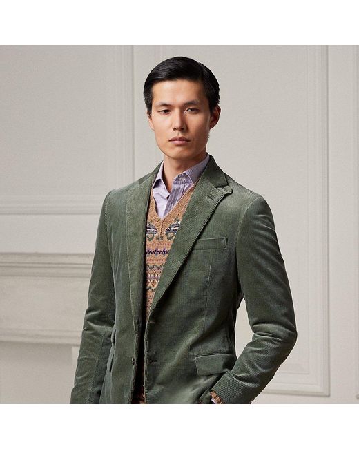 Ralph Lauren Purple Label Ralph Lauren Kent Hand-tailored Corduroy Suit  Jacket in Green for Men | Lyst